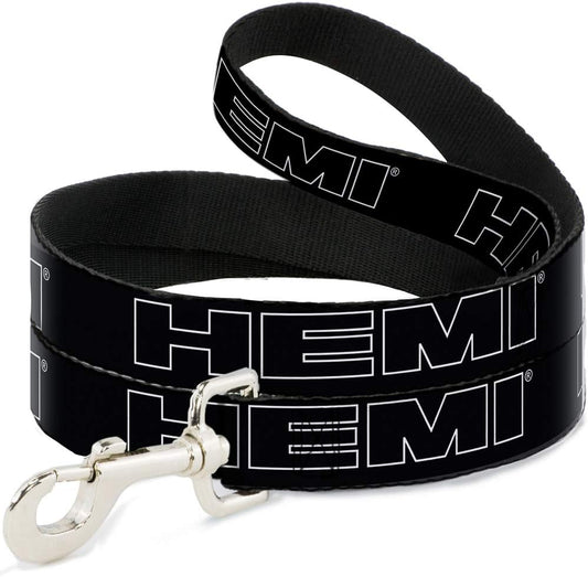 Buckle-Down Hemi Bold Outline black dog leash front view