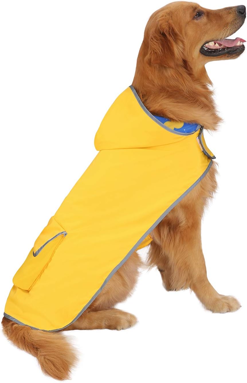HDE packable dog slicker folded neatly into its built-in front pocket travel pouch.