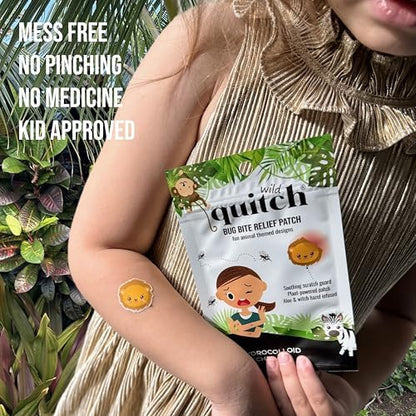 Quitch hydrocolloid matrix patches for baby skin protection against mosquito saliva itchiness.
