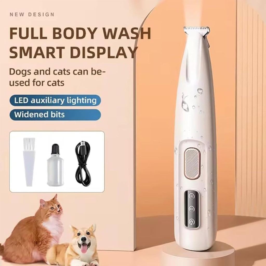 Lobuobi Petior electric paw trimmer for dogs showing the complete grooming kit accessories.