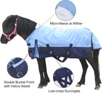 Gallopoff Miniature Pony Rain Sheet showing adjustable double buckle front closures