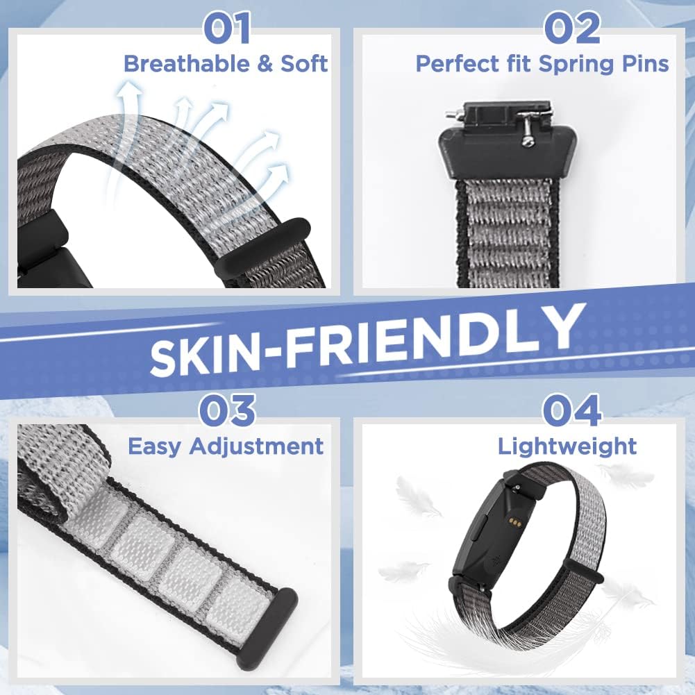 WNIPH replacement straps for Fitbit Inspire 2 displaying the pink sand option on a wrist.