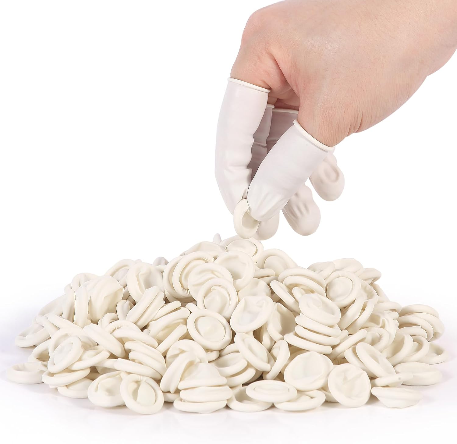 Tifanso white latex disposable finger cots front view packaging