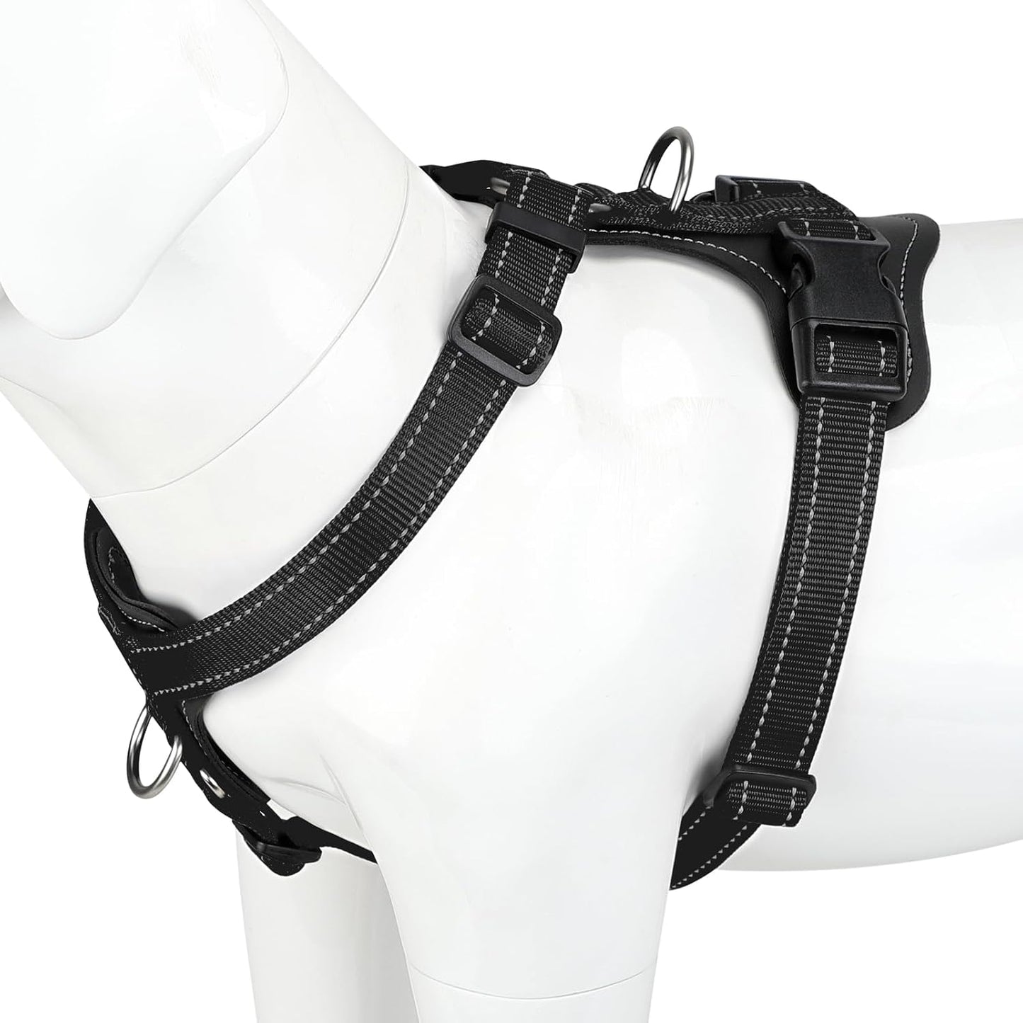 Plutus Pet Adjustable No Pull Dog Harness with Leather Accents, Heavy Duty Reflective Nylon Vest for Training, Hiking, Easy Walk Harness for Small, Medium, Large Dogs (Purple, L) - Image 10