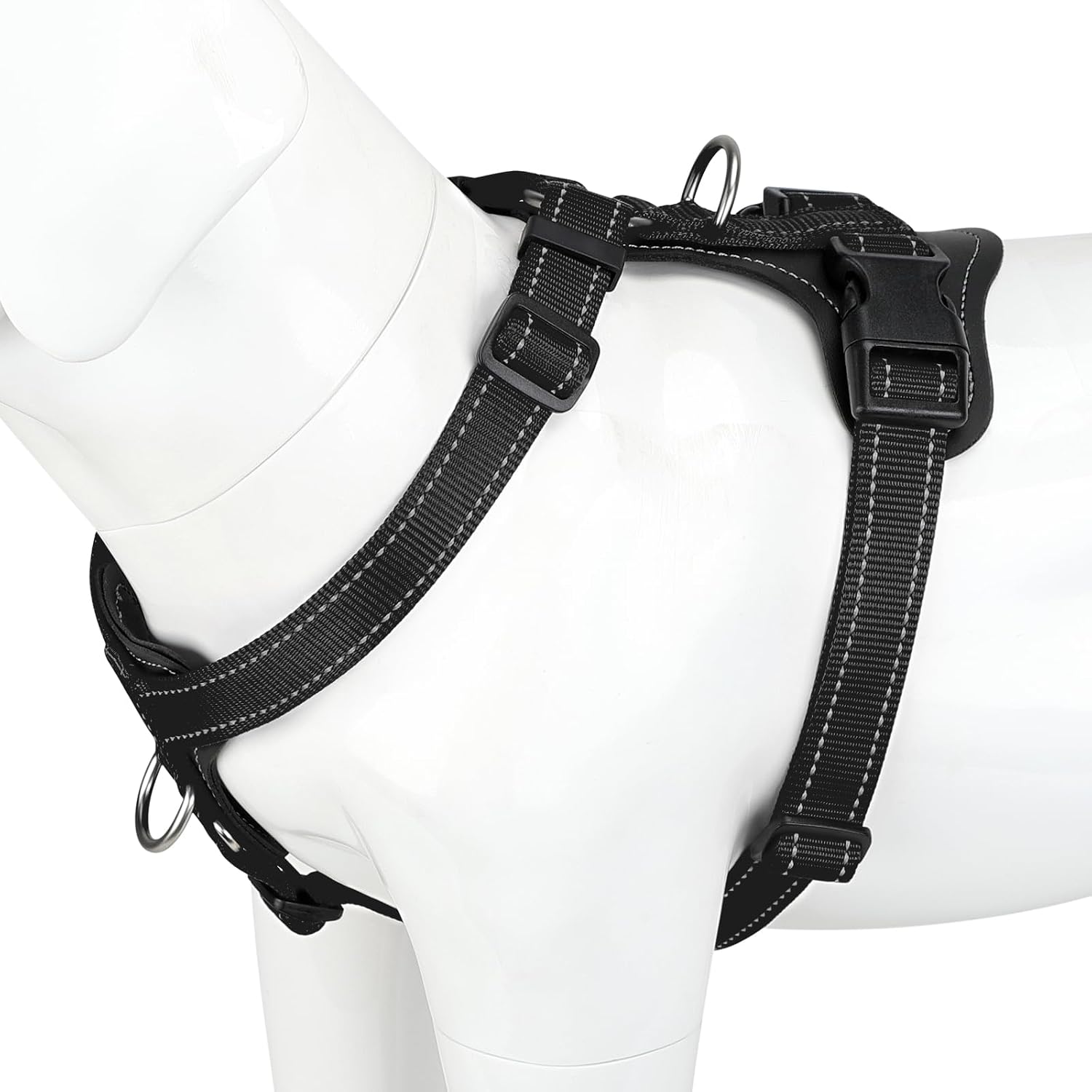 Plutus Pet Adjustable No Pull Dog Harness with Leather Accents, Heavy Duty Reflective Nylon Vest for Training, Hiking, Easy Walk Harness for Small, Medium, Large Dogs (Purple, L) - Image 10