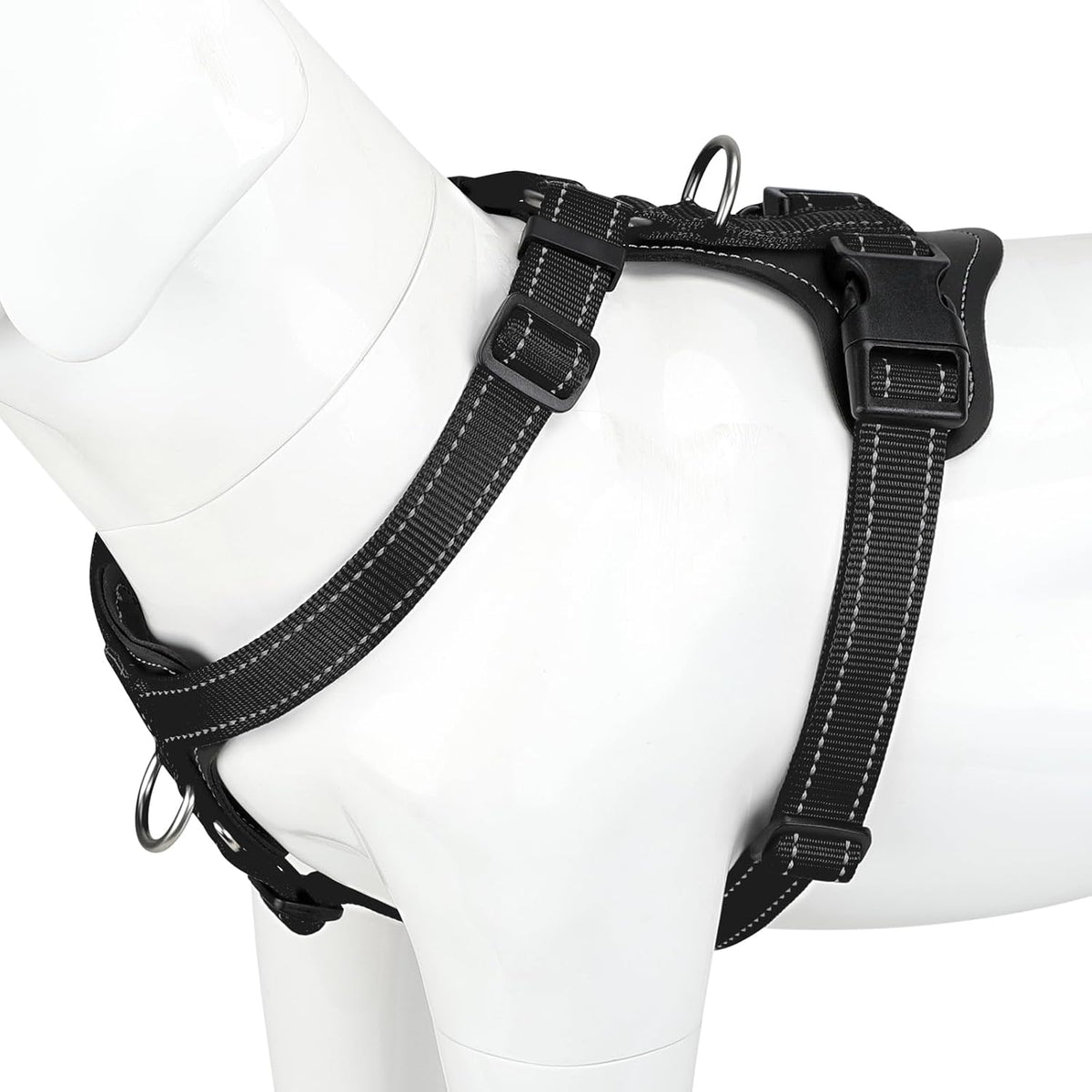Plutus Pet Adjustable No Pull Dog Harness with Leather Accents, Heavy Duty Reflective Nylon Vest for Training, Hiking, Easy Walk Harness for Small, Medium, Large Dogs (Purple, L) - Image 10