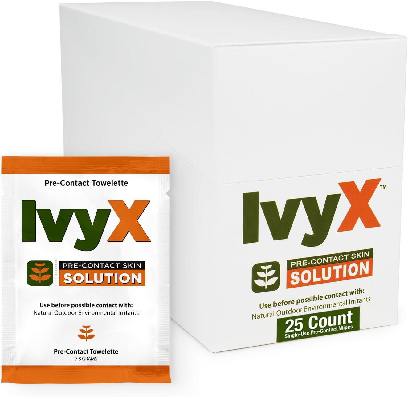 CoreTex Ivy X Pre-Contact Poison Ivy Wipes 25 pack front view for rash prevention