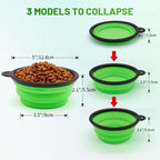 SLSON portable cat and dog feeding dishes with attached silver carabiner clips