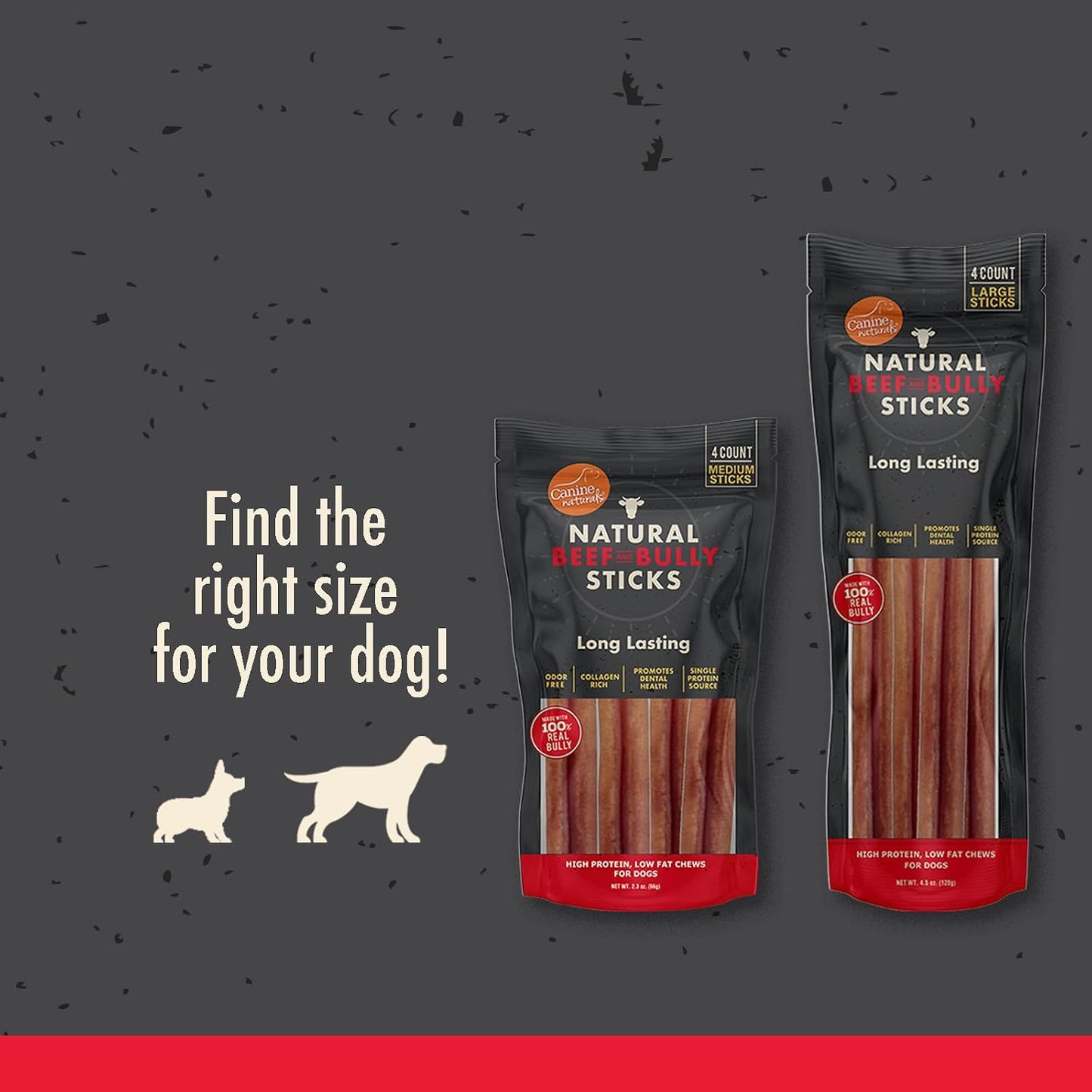 Long lasting collagen rich single protein dog treat package close up view.