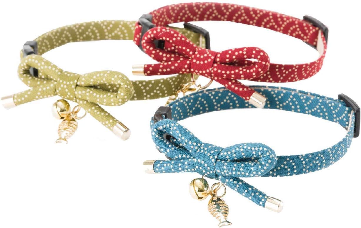 Necoichi Zen Fish Charm Cat Collar showing the safety breakaway buckle
