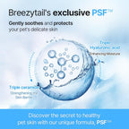 Breezytail pet product bottle showing ingredient benefits