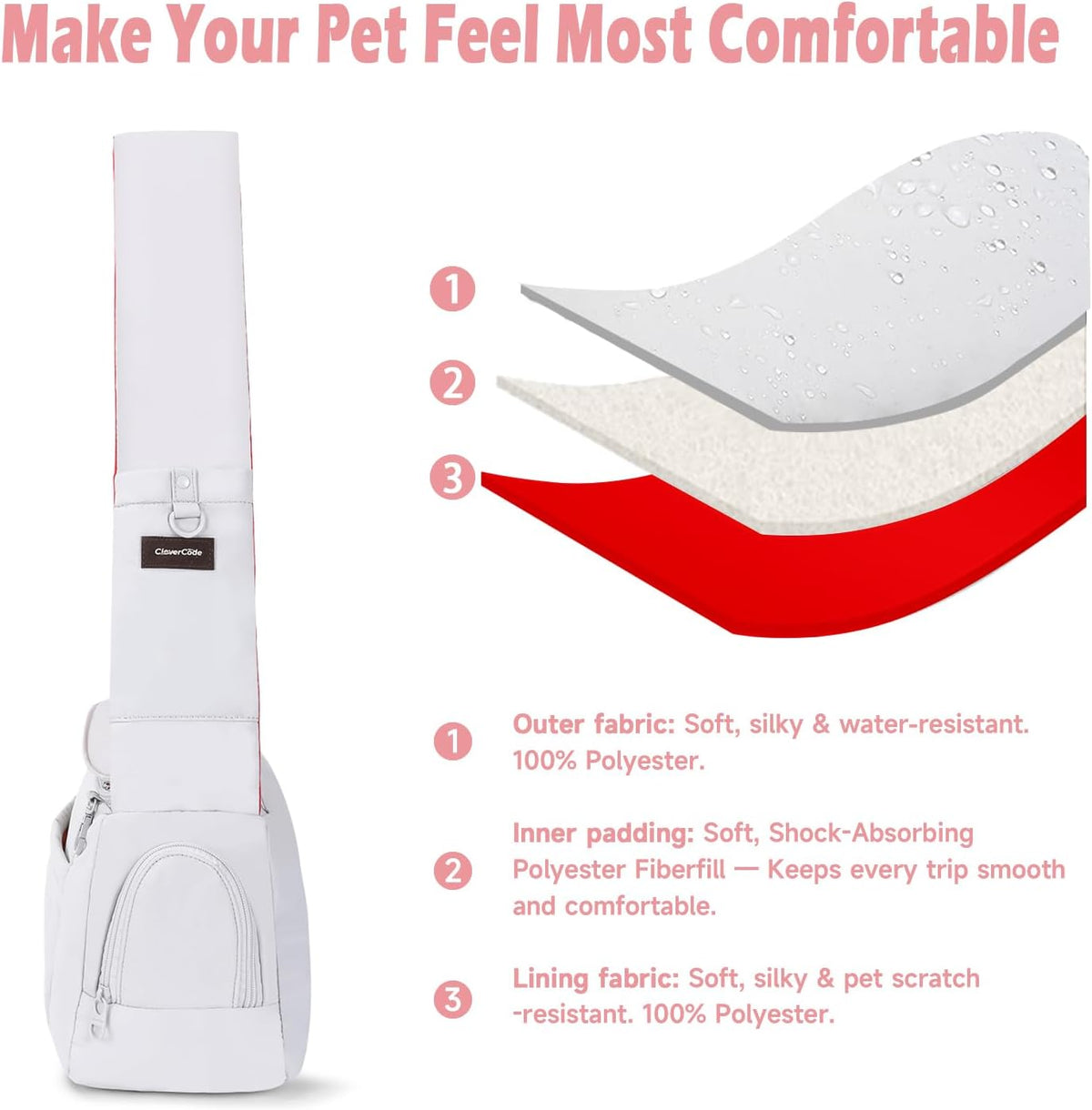 Removable base pad of CleverCode dog sling carrier