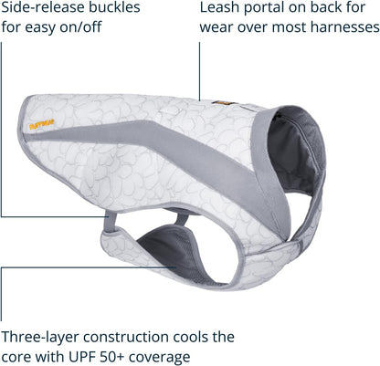Medium size pet cooling vest side-release buckles close up view