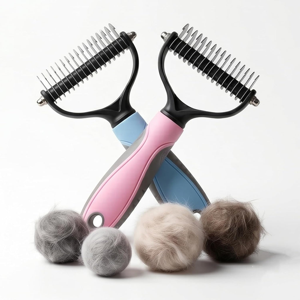 Vivanchor Pet Pro Deshedder, Double-Sided Deshedding Comb for Dogs & Cats - Stainless Steel Teeth, Non-Slip Handle, Gentle Knot Remover for All Coat Types (Blue) - Image 9