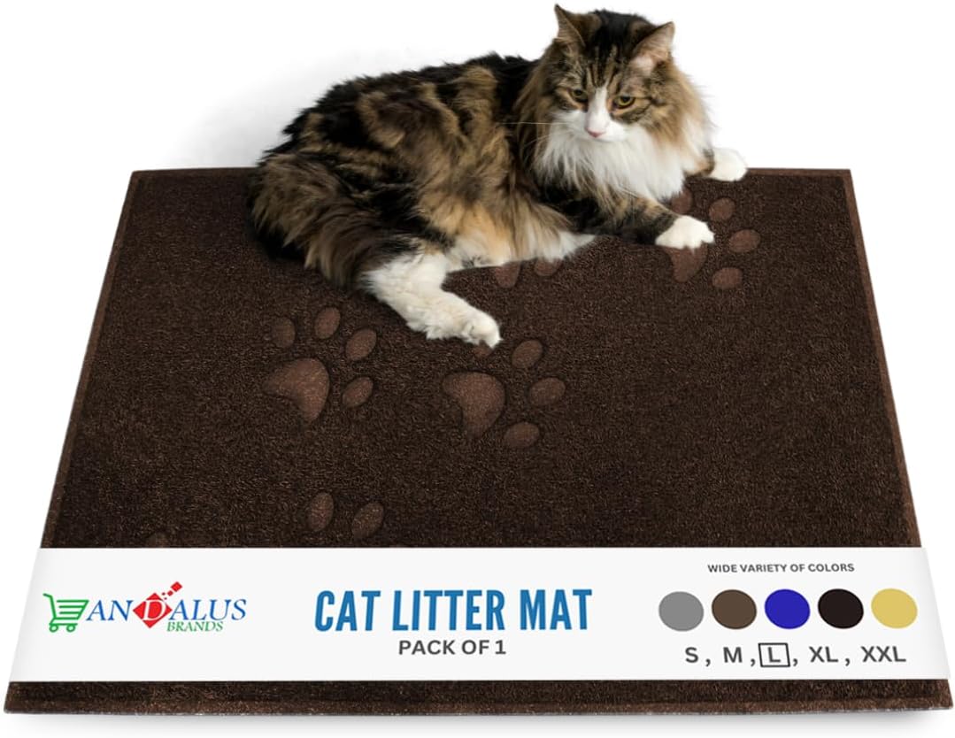 Andalus Small Cat Litter Mat, Pack of 1 - Waterproof, Non-Slip & Easy to Clean Cat Litter Box Mat for Extra Efficient Pet Litter-Trapping, Grey (15.75" X 11.75") - Image 9