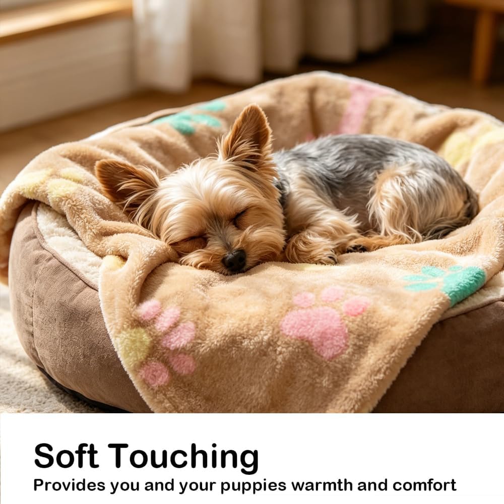 Machine washable brown fluffy pet blanket for dog puppy crate