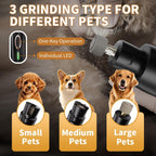 The full pet grooming kit set including guide combs and charging accessories neatly arranged.
