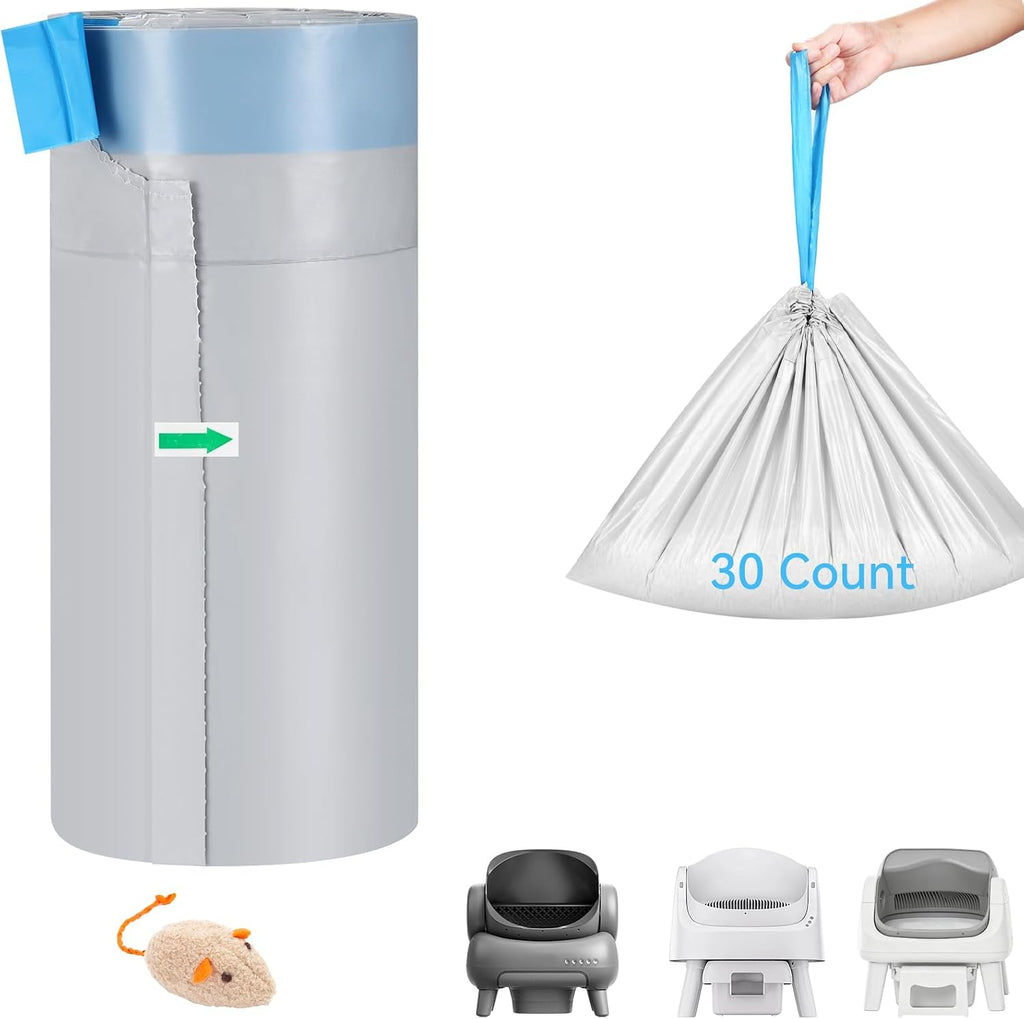 120 Count Automatic Cat Litter Box Liners Bags Compatible with NeakasaM1 Petpivot Autoscooper 11/12 and Similar Open-Top Self-Cleaning Cat Litter Box, Drawstring Handle Heavy Duty Leak-proof, 27*13in - Image 10