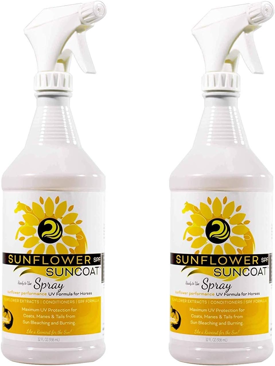 Healthy Haircare Sunflower Suncoat SPF spray bottle front view for horses