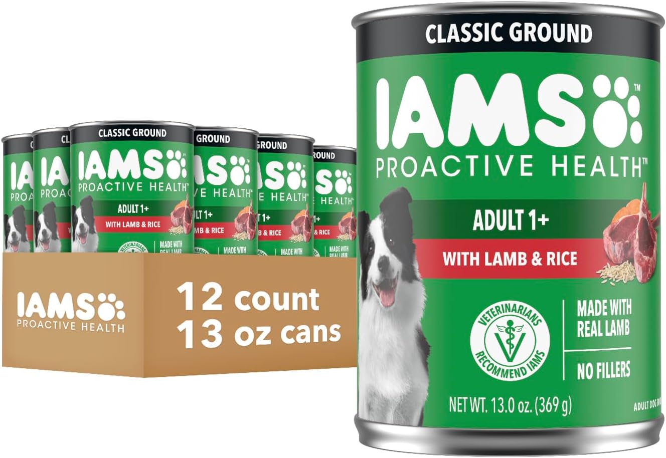 IAMS Proactive Health Wet Dog Food, Adult Wet Dog Food Multipack Ground Dinner, with Chicken & Rice, 13 oz. Cans (Pack of 12) - Image 13