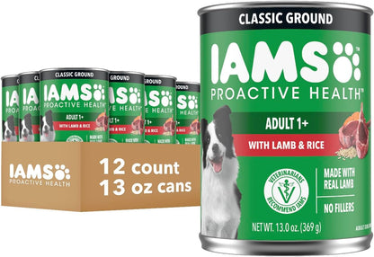 IAMS Proactive Health Wet Dog Food, Adult Wet Dog Food Multipack Ground Dinner, with Chicken & Rice, 13 oz. Cans (Pack of 12) - Image 13