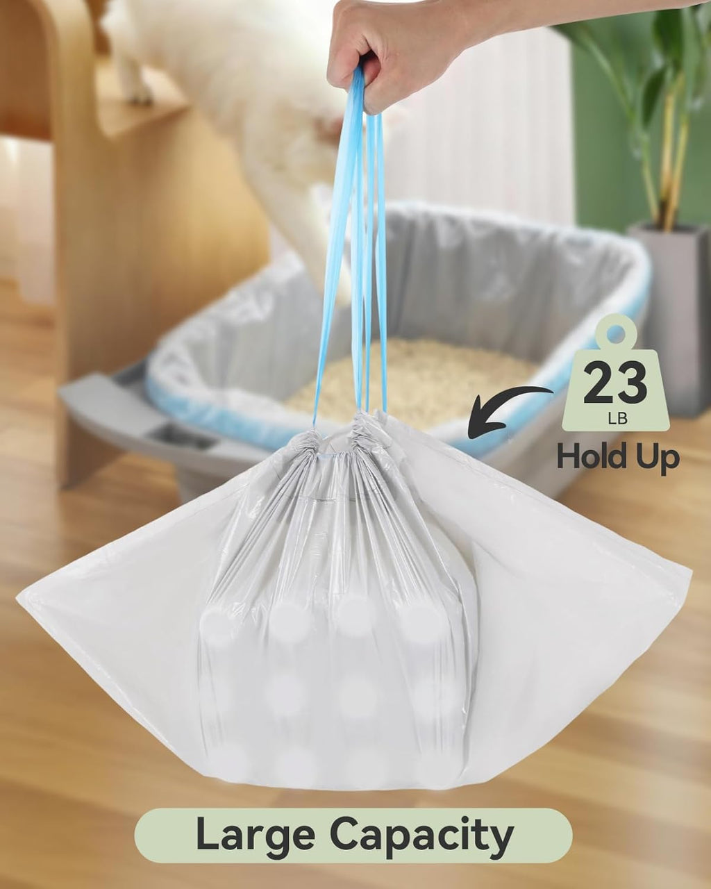 AWoHH odor sealing drawstring trash bags for self cleaning litter boxes