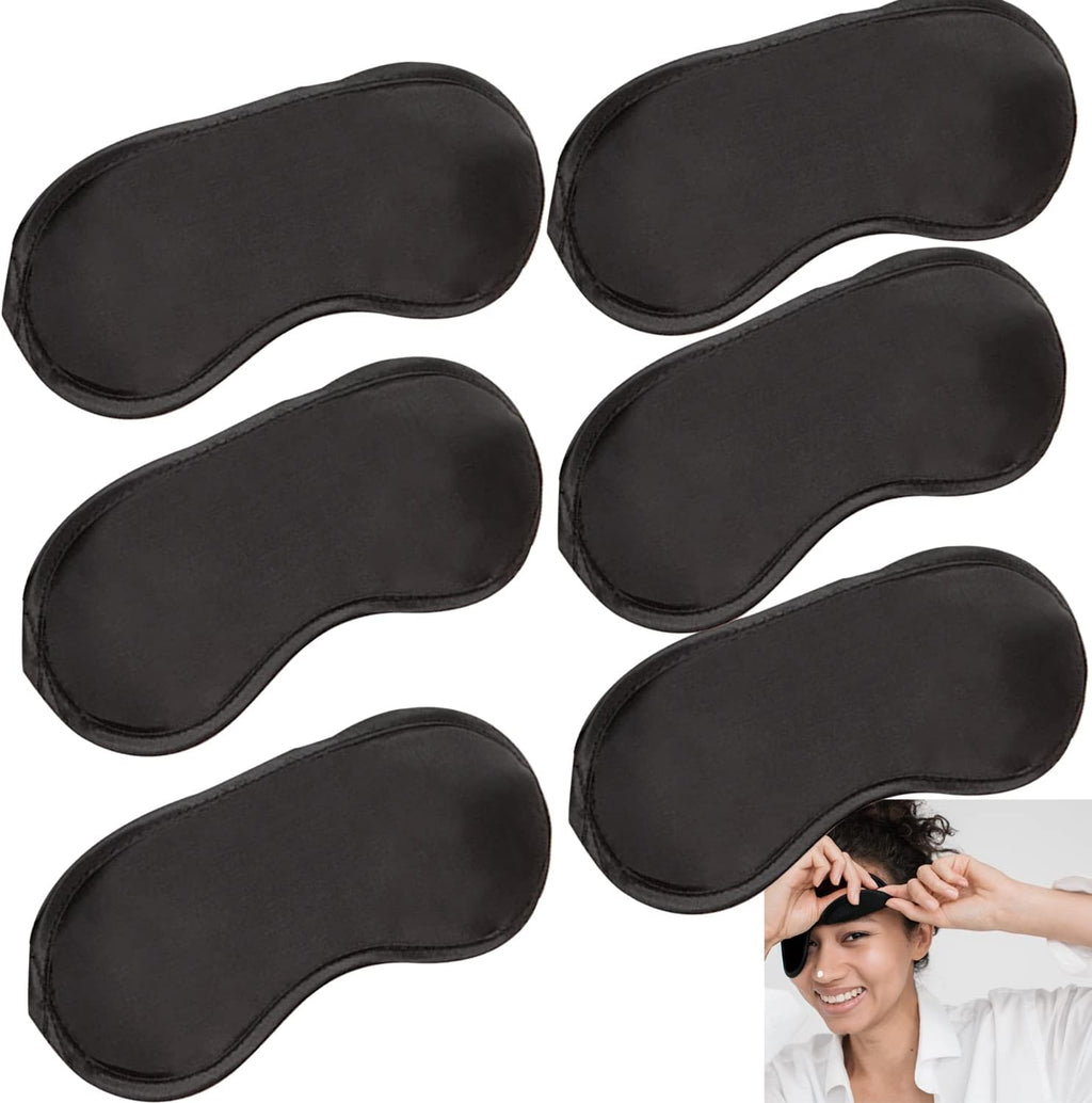 Vandorla 6 pack black blindfold eye masks front view for sleeping