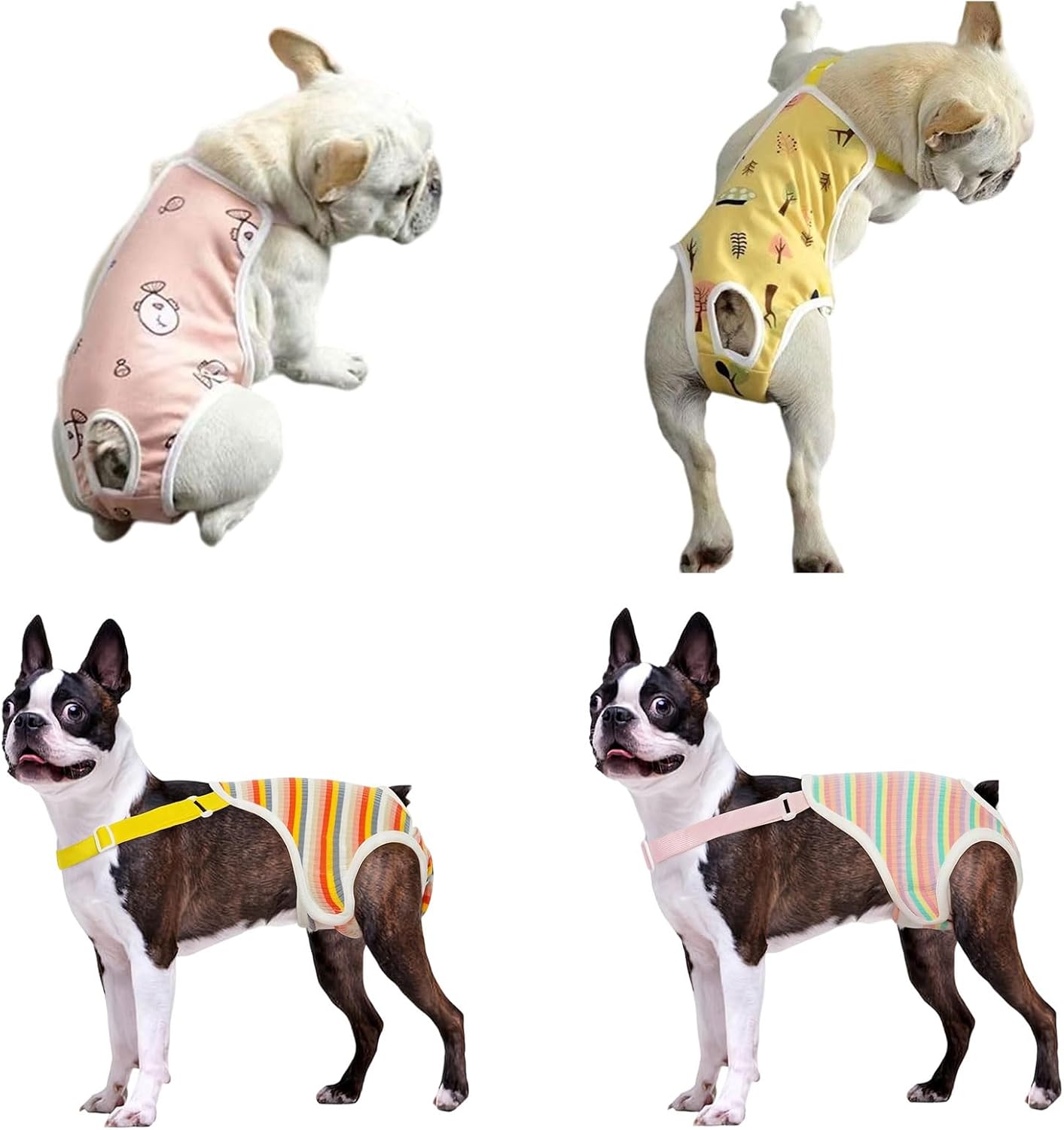 Side view of comfortable dog sanitary panties with secure shoulder brace strap.