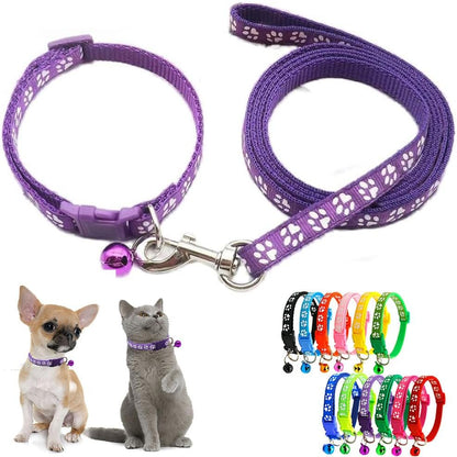 Green xs Dog Collar Leash Set, Puppy Collar Girl Reflectived Paw Print for XXS Xs Small Dog Cat Pet Animal Litter Tiny Kitten Boy Girls - Image 9