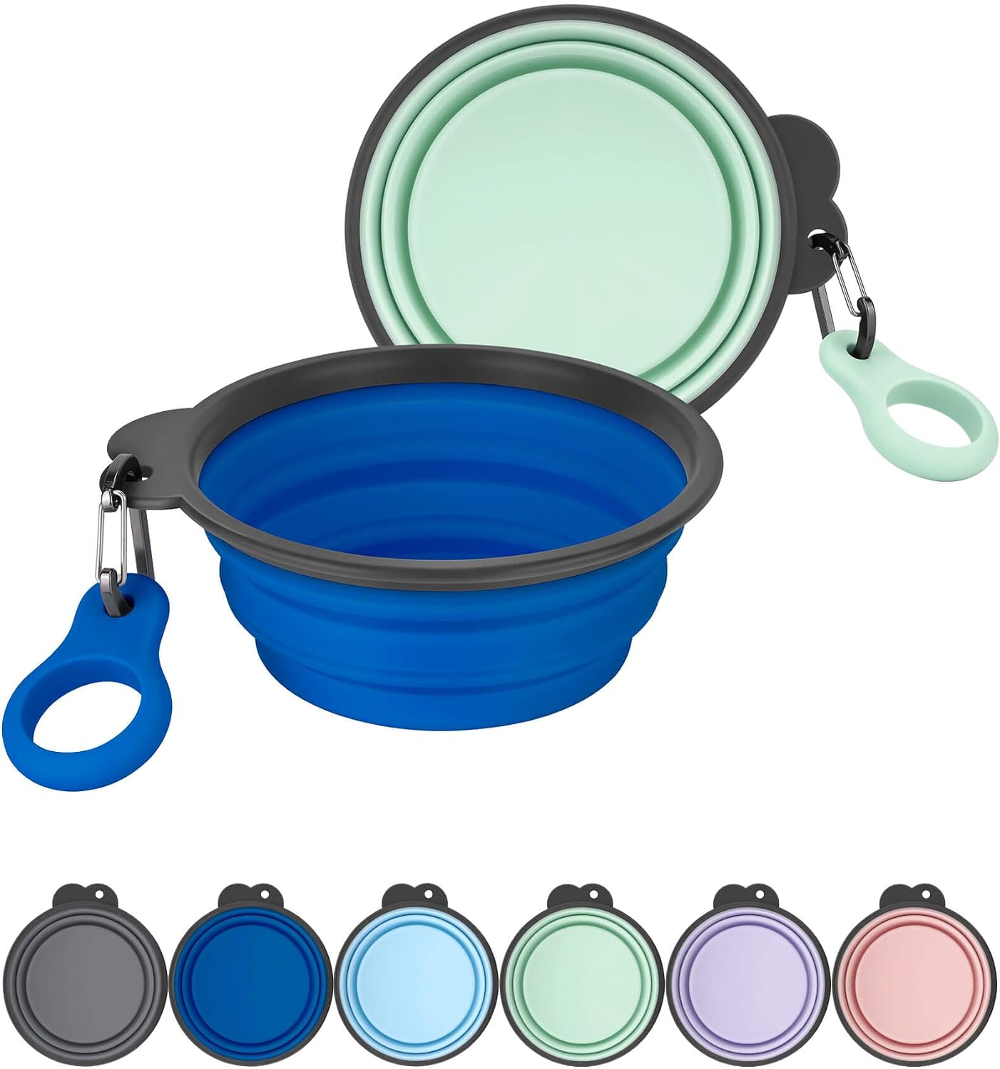 Aonkey Collapsible Dog Bowls with Bottle Carrier, 2 Pack Travel Dog Water Bowl Upgraded Carabiner, One-piece Molded Rim No Fall Off or Crack, Foldable Silicone Portable for Pets Walking Hiking 15oz - Image 14