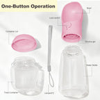 Two in one dog travel bottle showcasing the separate water and food storage compartments