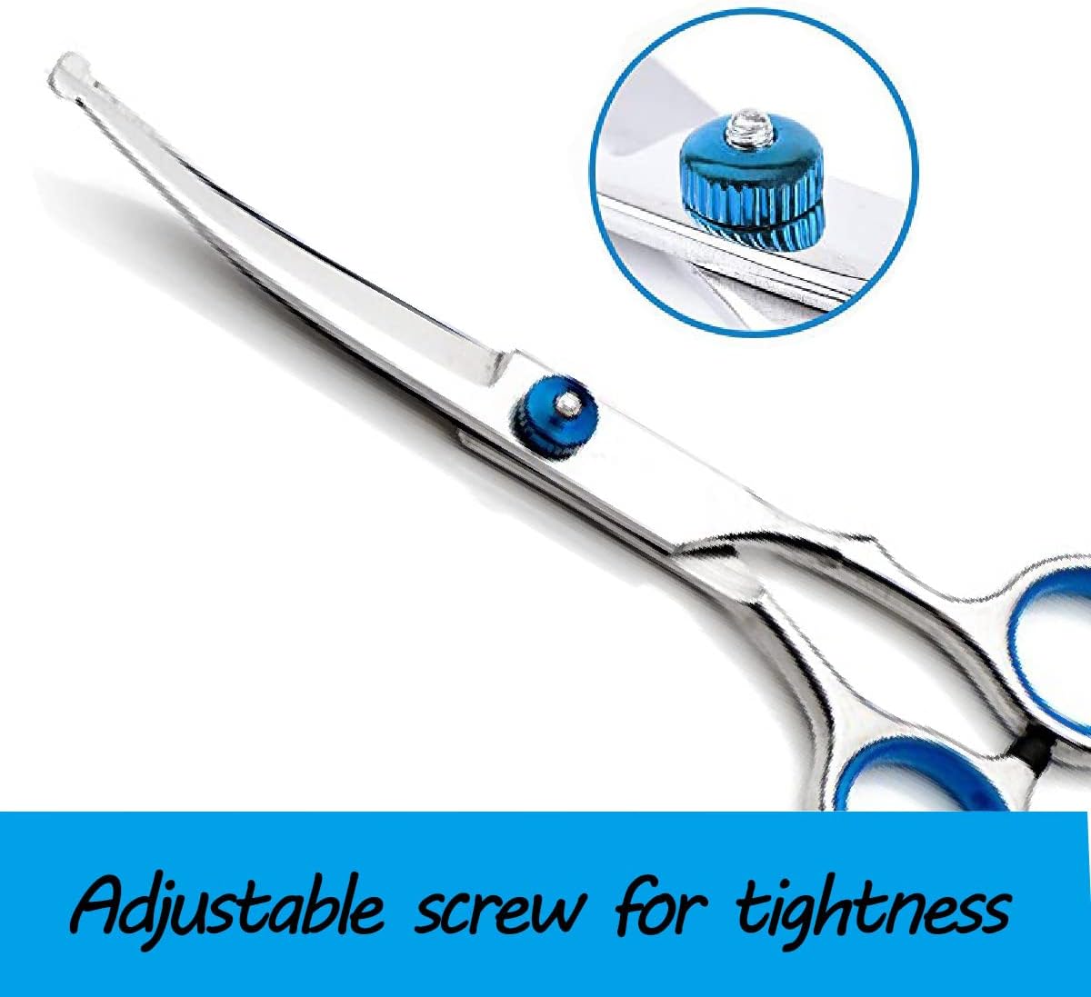 Close up view of the upgraded adjustable tension screw on Nlmskzzy dog scissors