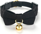 YUDOTE small male cat collar displaying the golden tracking bell and matching bowtie