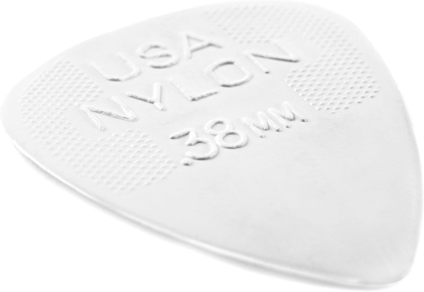 Authentic Jim Dunlop off-white nylon standard guitar picks for acoustic string instruments.
