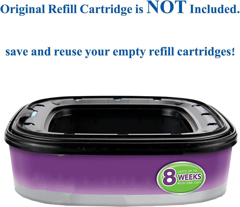 Compatible blue replacement bag being threaded into a litter pail cartridge