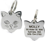 Custom engraved cat name tag in cat shape design