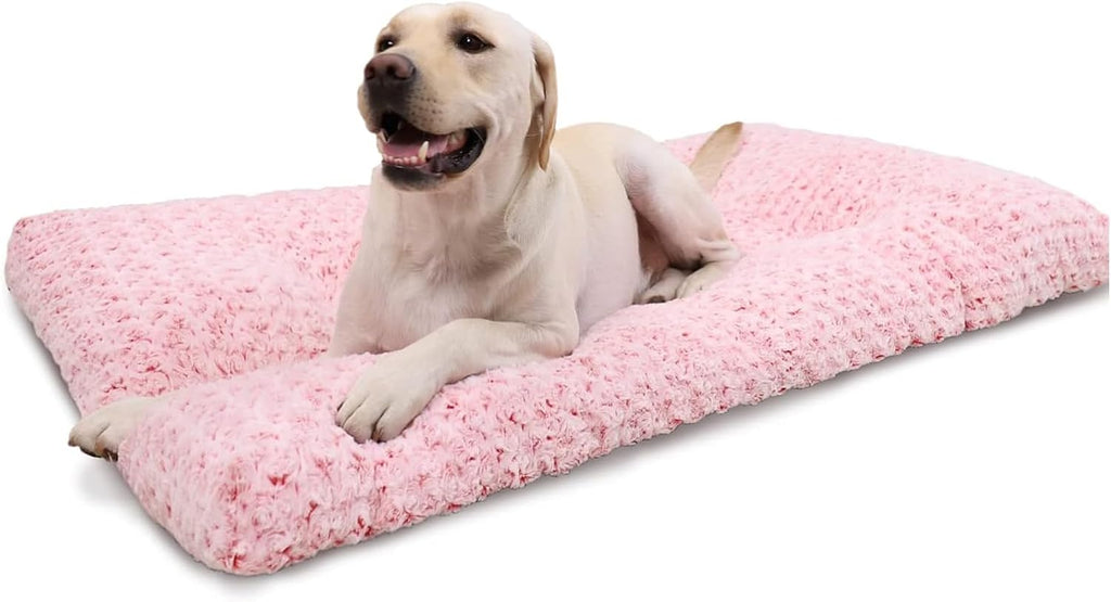 KSIIA Washable Dog Bed Anti-Slip Dog Crate Beds Deluxe Plush Kennel Pad Comfy Pet Sleeping Mat for Large Dogs, 35" x 23", Black - Image 13