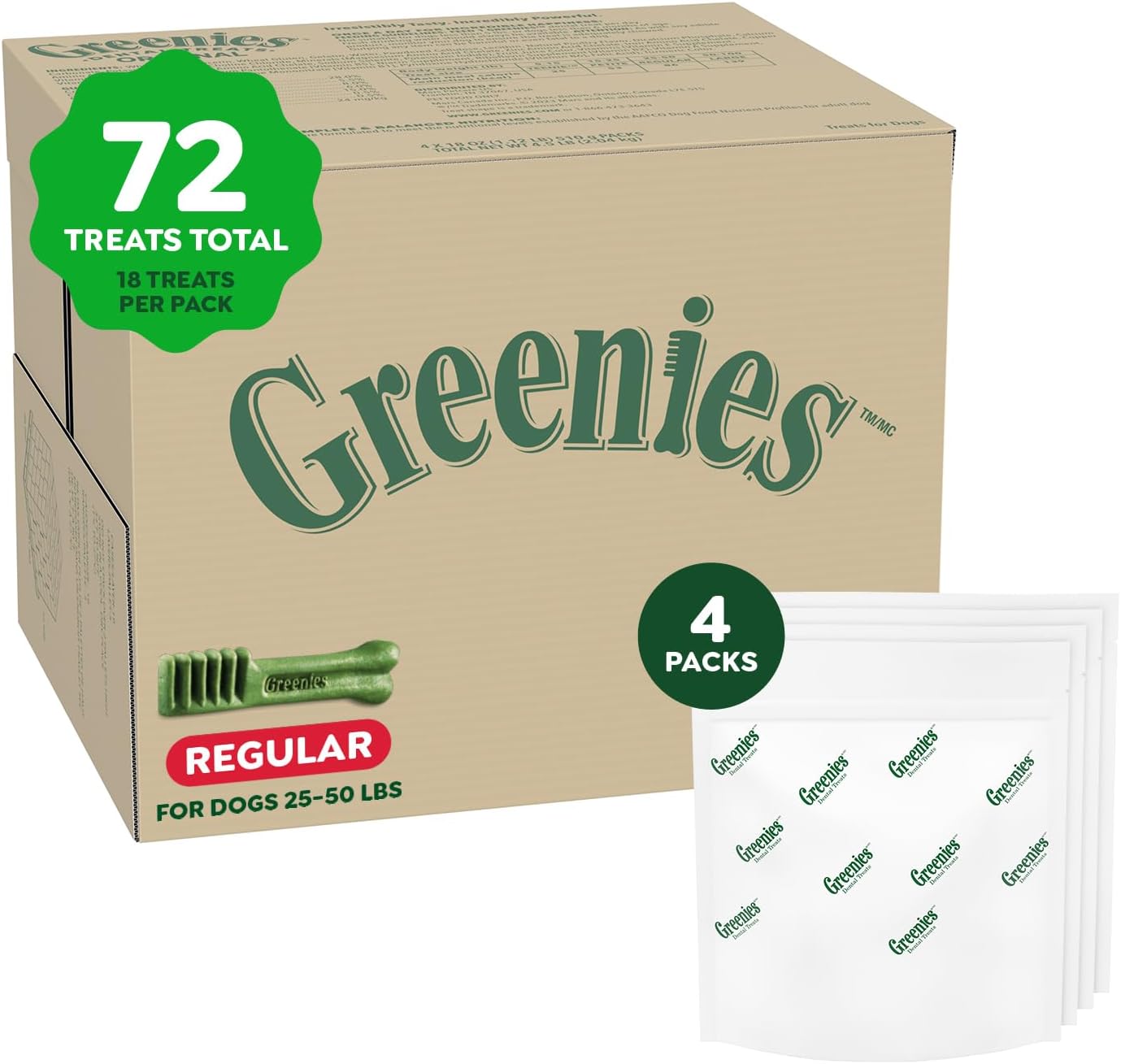 Greenies Veterinarian-Recommended Adult Natural Dental Dog Treats Regular Size, Dog Dental Chews, Original Flavor, 36 oz. Pack, 36 Count - Image 14