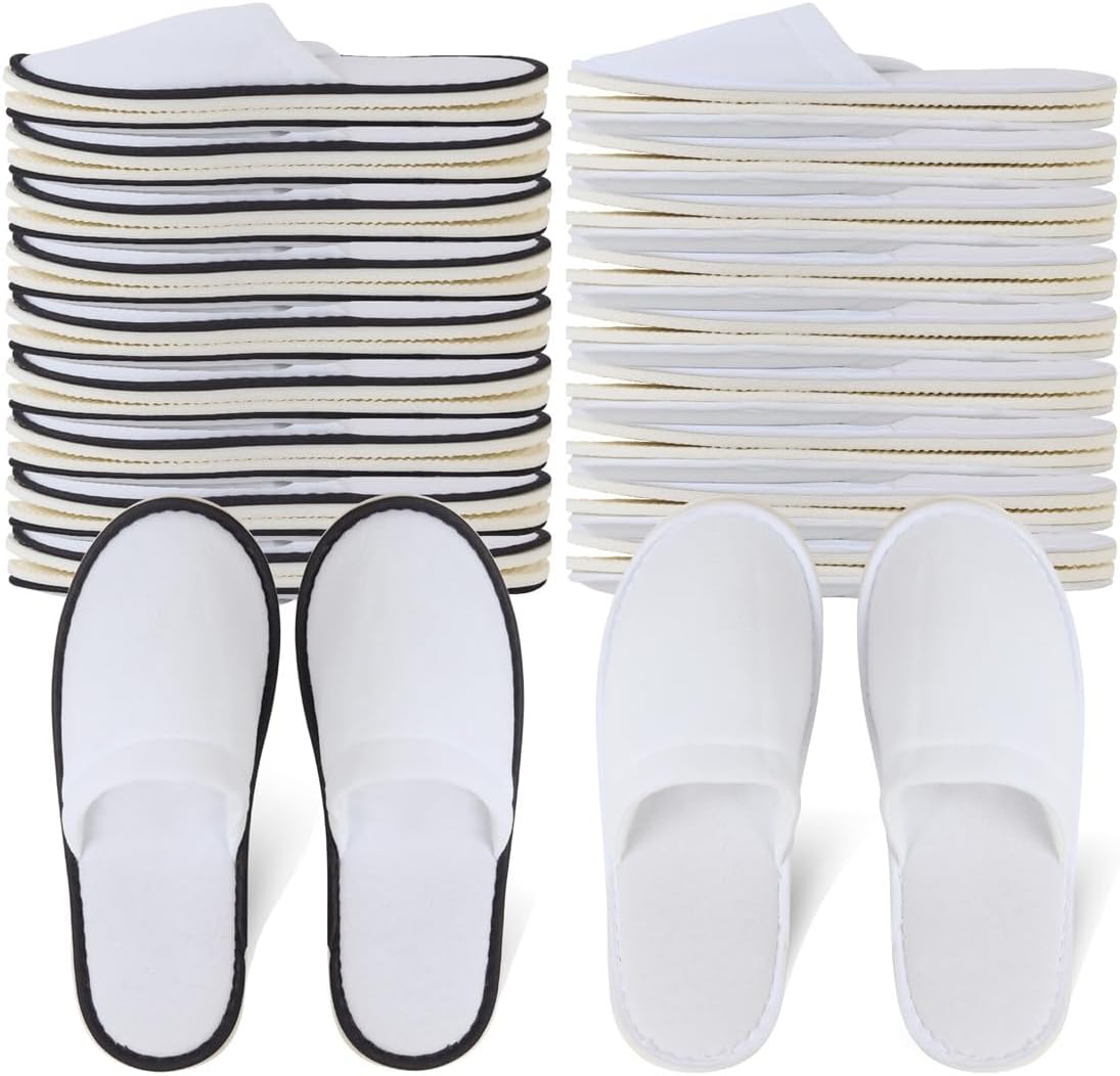 Yeios disposable slippers front view showing white closed toe design for hotel guests