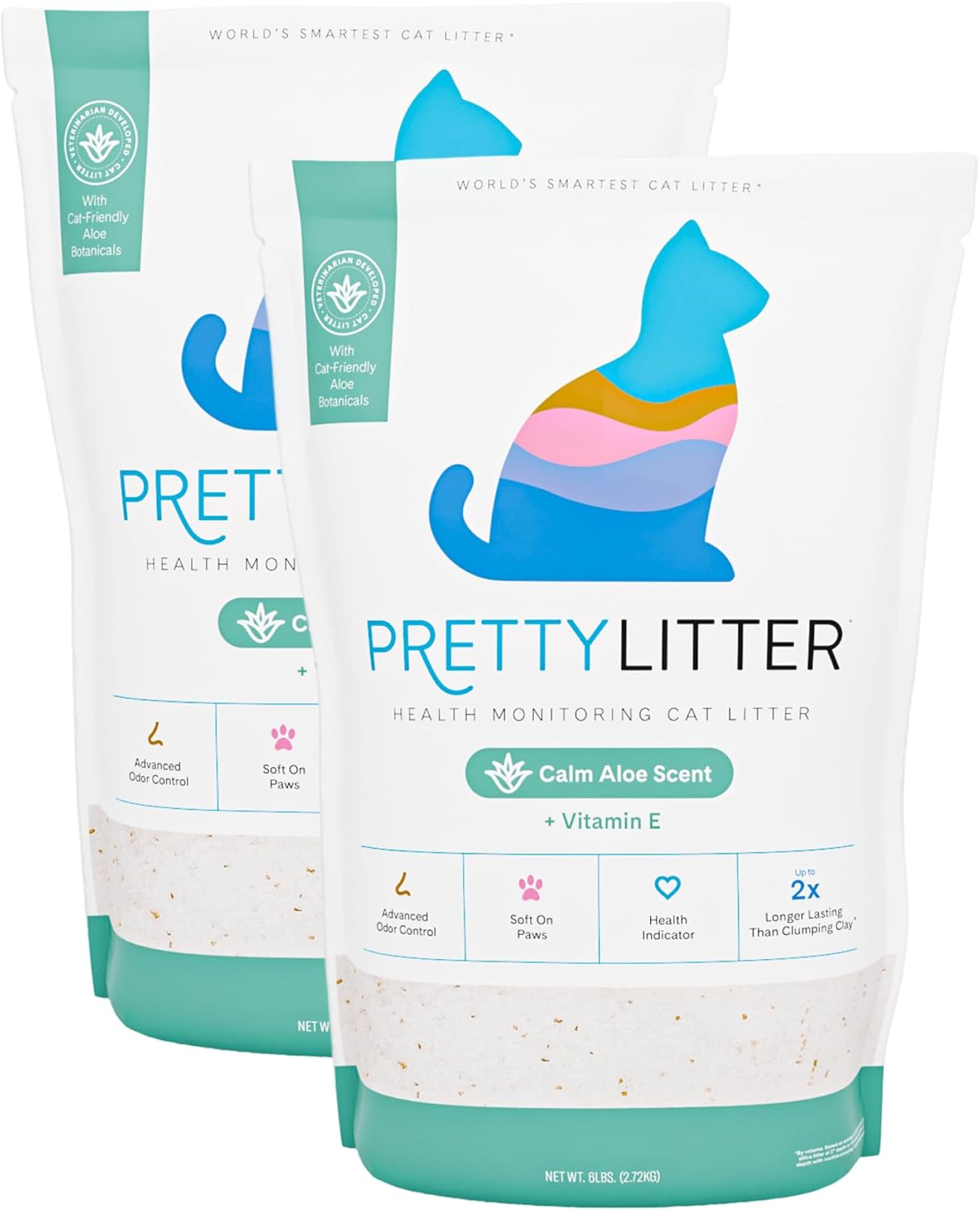 PrettyLitter Health Monitoring Cat Litter (Unscented, Non Clumping) | Lightweight & Low Tracking, Color Changing Silica Gel Crystals, Advanced Odor Control - 6 Lbs, Pack of 2 (Up to 2 Month Supply) - Image 9