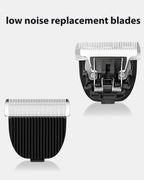 Detachable low noise pet hair vacuum clipper blades with cleaning brushes.