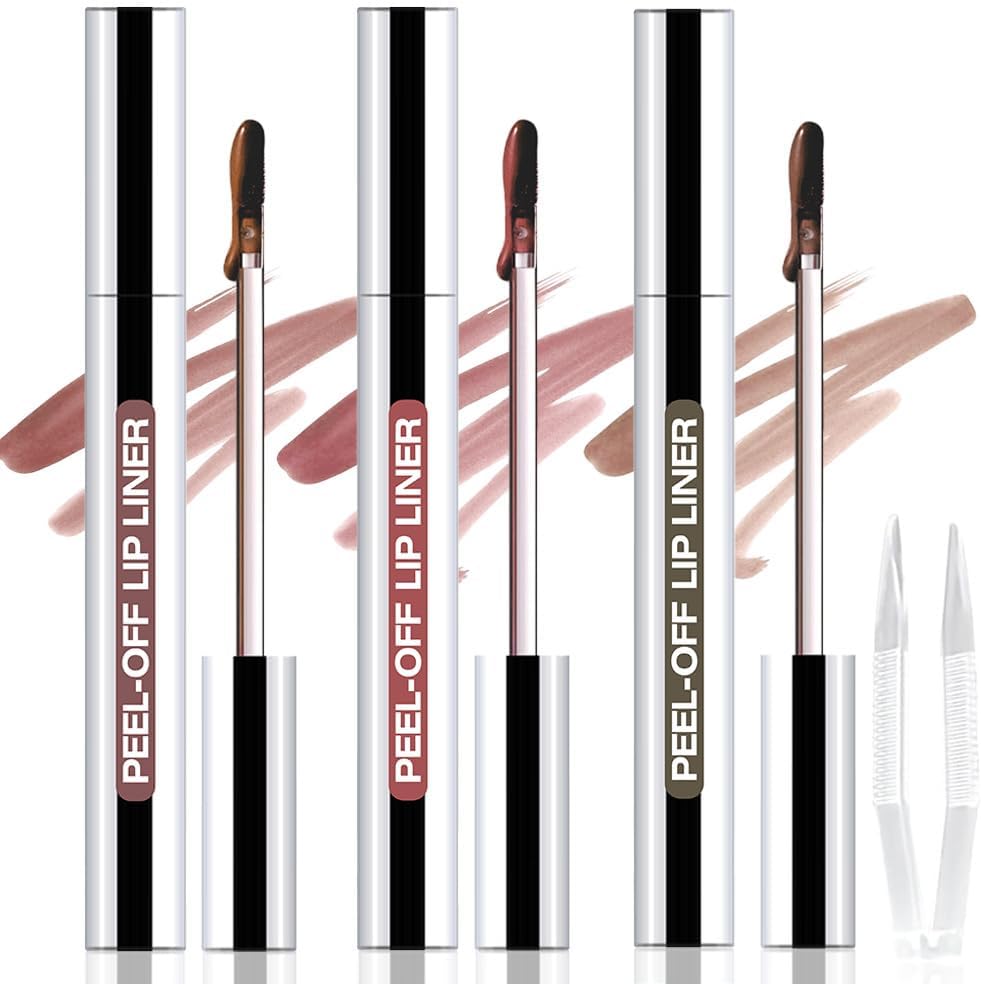 Baisen Diary matte peel off lip liner stain three piece set front view showing tubes and application tweezers
