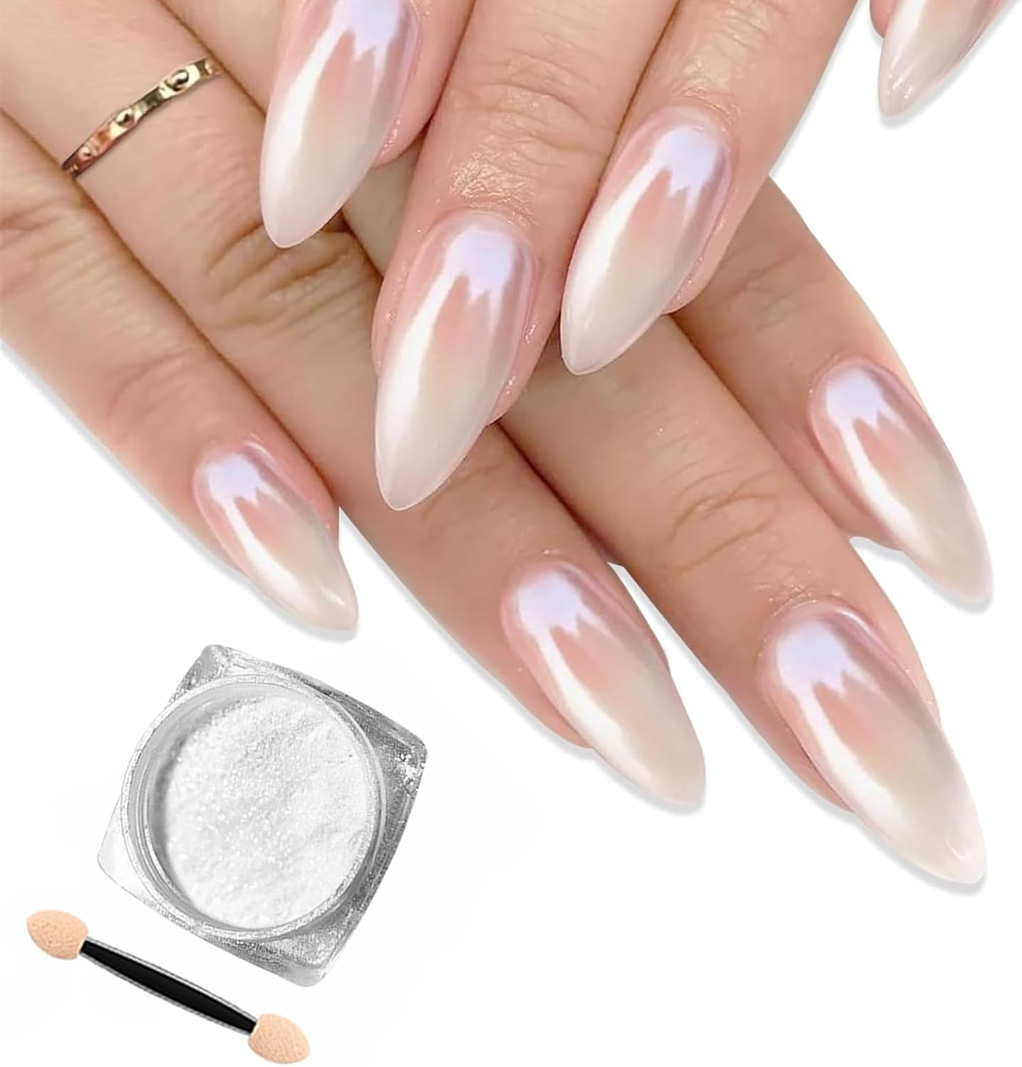 Pillscosmetics White Pearl Chrome Nail Powder front view