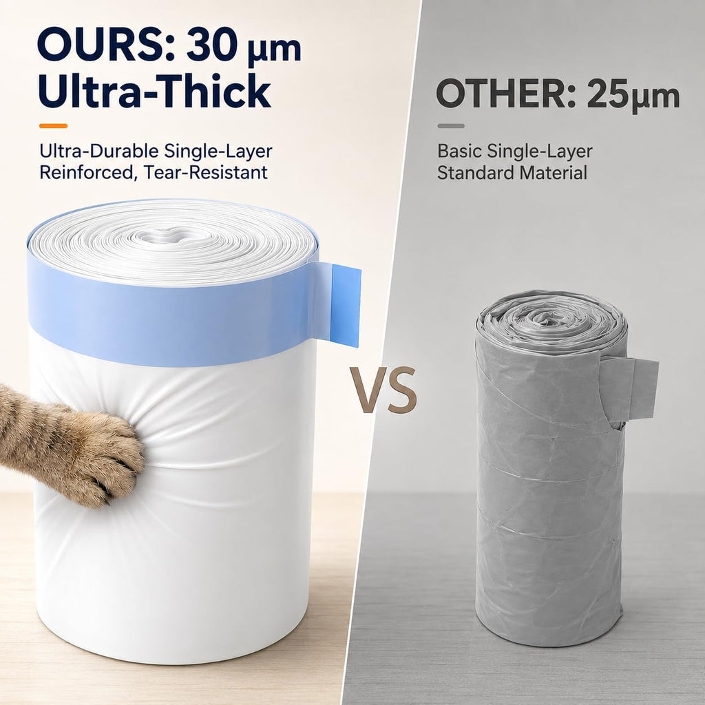Twenty seven inch by thirteen inch cat litter bag holding heavy pet waste securely