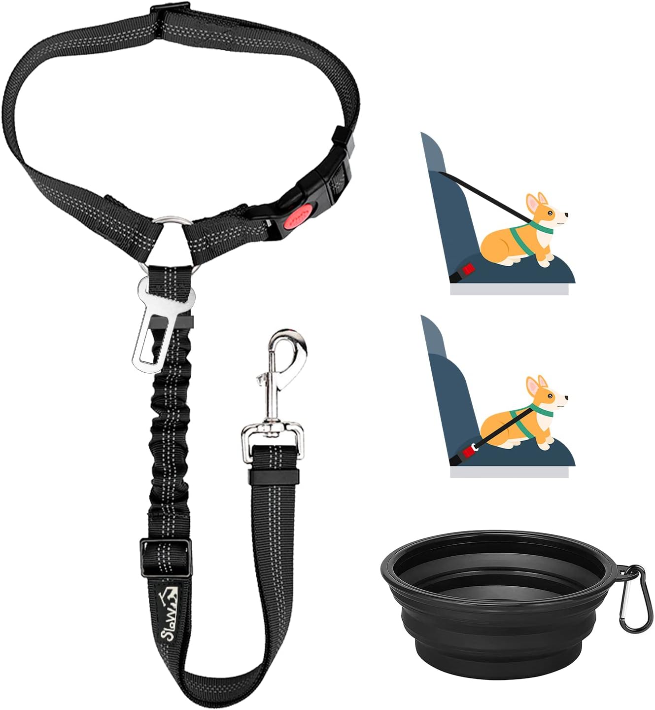 Lukovee Dog Car Seat Belt, 2 Pack Headrest Restraint Seatbelt, Adjustable Pet Safety Leads with Reflective Elastic Bungee for Dog Harness Collar Travel Daily Use (Fluorescent Pink,Headrest) - Image 14