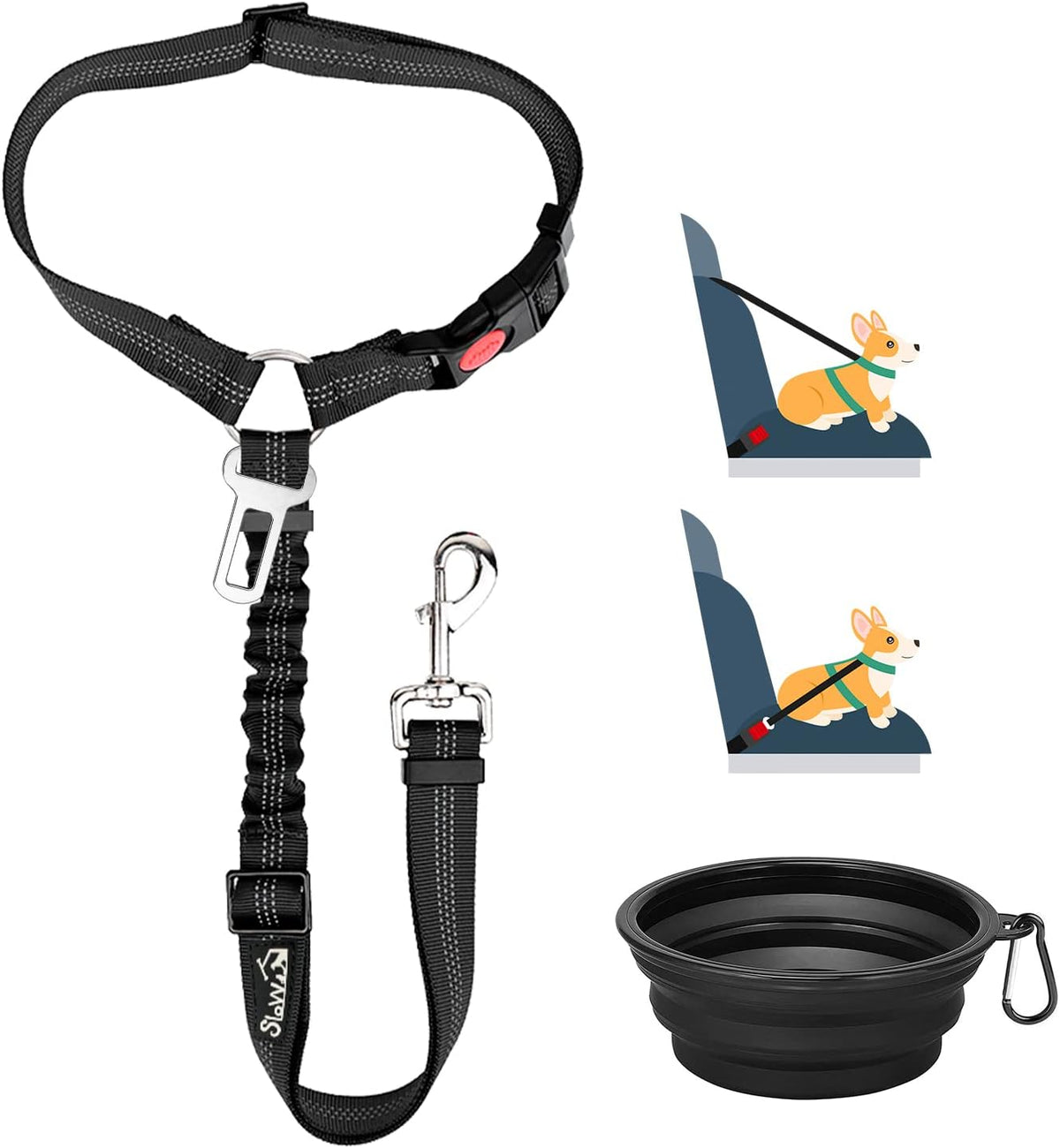 Lukovee Dog Car Seat Belt, 2 Pack Headrest Restraint Seatbelt, Adjustable Pet Safety Leads with Reflective Elastic Bungee for Dog Harness Collar Travel Daily Use (Fluorescent Pink,Headrest) - Image 14