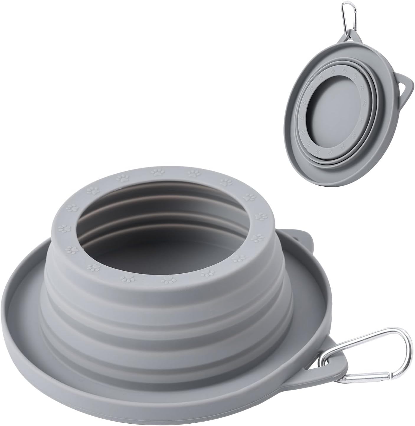 SLSON Collapsible Dog Bowls front view showing light grey silicone body and anti ant moat design