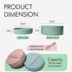Icy Blue portable pet bowls separated showing dual food and water compartments