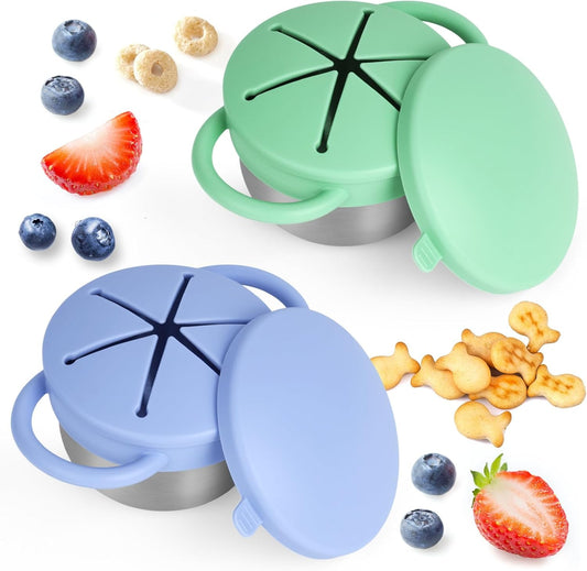 Daximo stainless steel toddler snack cups front view