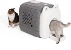 Cat walking through the PawSwing AutoComb 360 surround grooming rollers